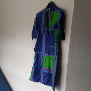VTG Katherine Ogust for Penthouse Gallery Shirt Dress Color Block Size L/XL